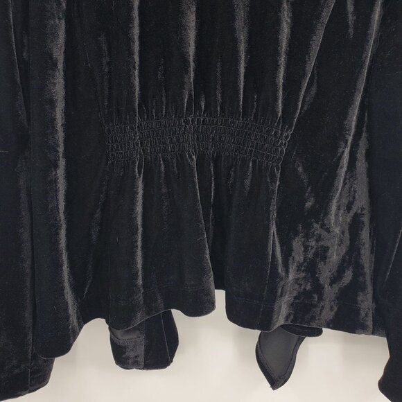 Relativity Black Velvet Waterfall Open Front Dark Fairy Winter Elegant Cardigan - Picture 8 of 9
